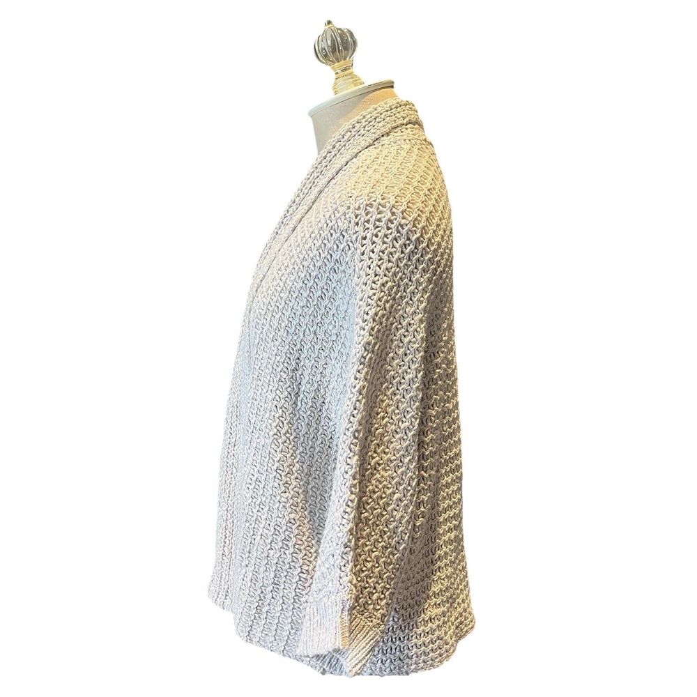 Eileen Fisher Cardigan L Beige Linen Blend Open Knit Beachy Minimalist Sweater - Picture 5 of 8